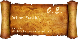 Orbán Euniké névjegykártya
